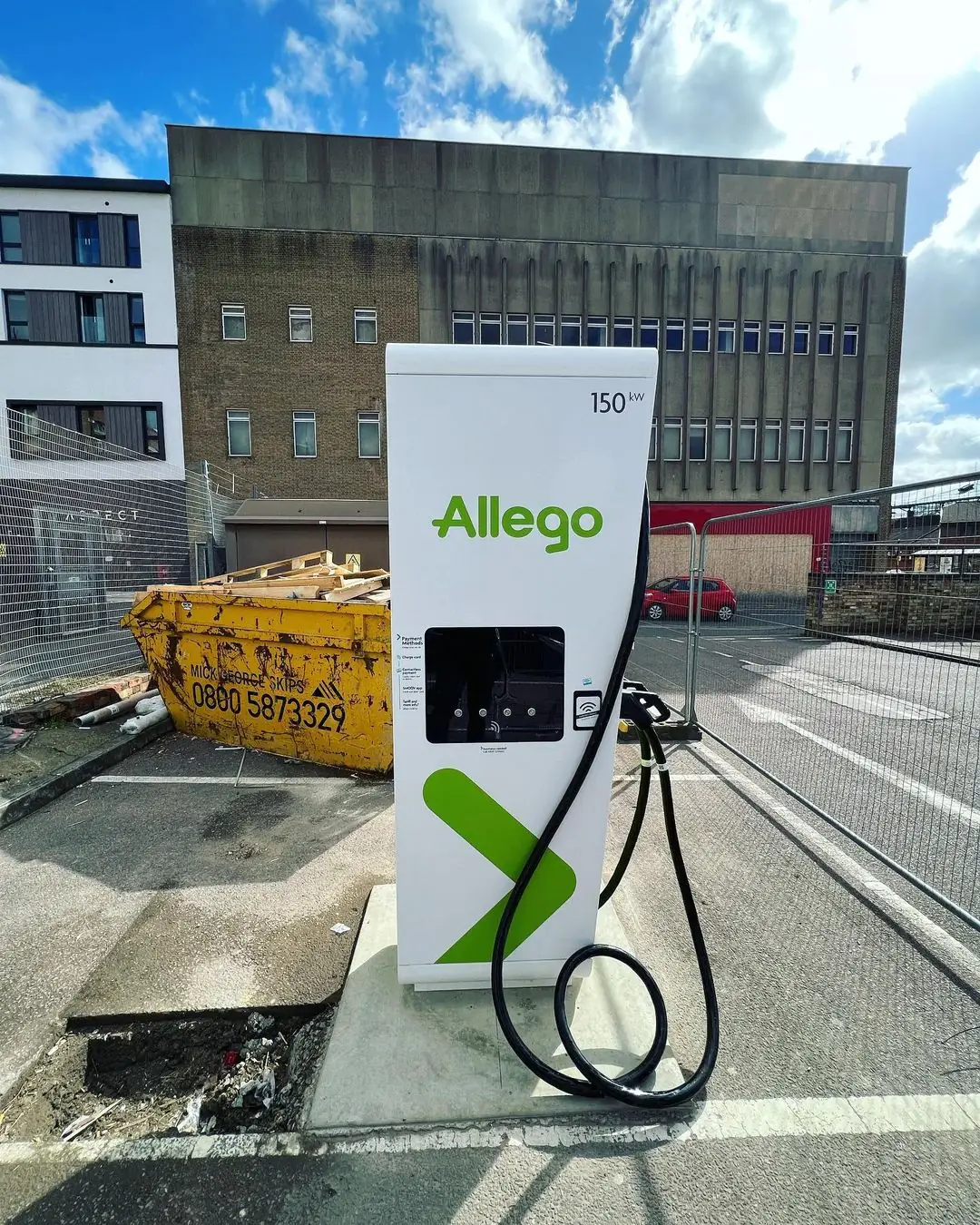 Allego electric vehicle charging station in outdoor car park